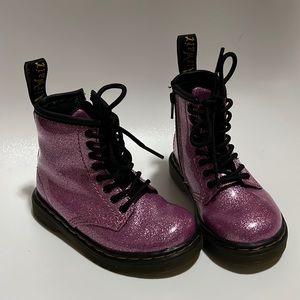 Pink Glitter Dr. Martens for Kids. Size 7